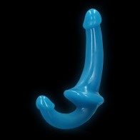 Dildo Strapless RealRock que Brilla en la Oscuridad - Azul Neón