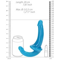 Dildo Strapless RealRock que Brilla en la Oscuridad - Azul Neón