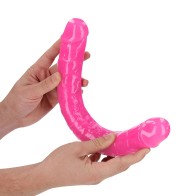 Dildo Doble RealRock que Brilla en la Oscuridad 15 in Rosa Neón