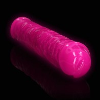 Dildo Doble RealRock que Brilla en la Oscuridad 15 in Rosa Neón