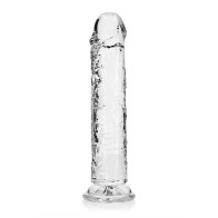 RealRock Crystal Clear Straight 10 in Dildo Without Balls Clear