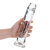 RealRock Crystal Clear Straight 10 in Dildo Without Balls Clear