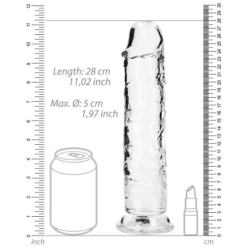 RealRock Crystal Clear Straight 10 in Dildo Without Balls Clear