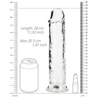 RealRock Crystal Clear Straight 10 in Dildo Without Balls Clear