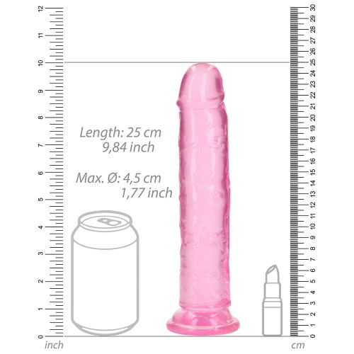 Dildo Transparente RealRock 9 in. Sin Bolas Rosa