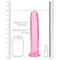 RealRock Crystal Clear 9 in. Dildo Without Balls Pink