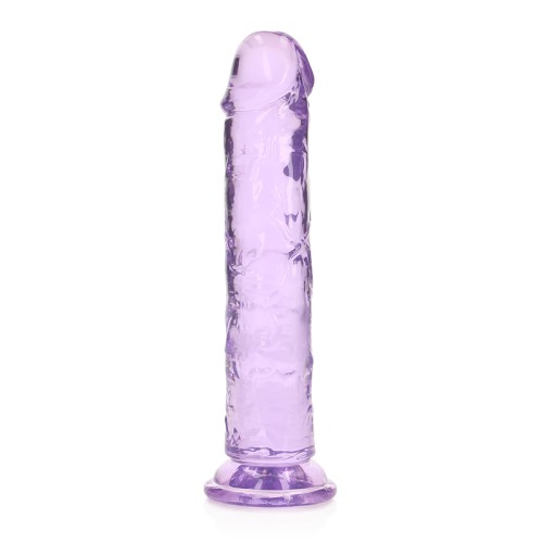 Dildo Recto Crystal Clear de 7 in. Sin Testículos Morado