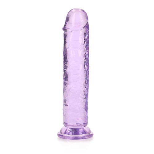 Dildo Recto Crystal Clear de 7 in. Sin Testículos Morado