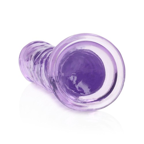 Dildo Recto Crystal Clear de 7 in. Sin Testículos Morado