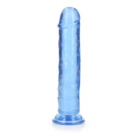 Dildo Recto RealRock Crystal Clear de 8 Pulgadas Azul