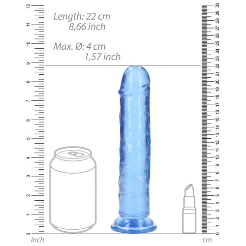 RealRock Crystal Clear Straight Dildo 8 inches Blue