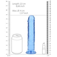 Dildo Recto RealRock Crystal Clear de 8 Pulgadas Azul