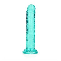 RealRock Crystal Clear 6 Inch Dildo Without Balls Turquoise