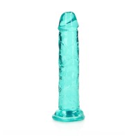 RealRock Crystal Clear 6 Inch Dildo Without Balls Turquoise