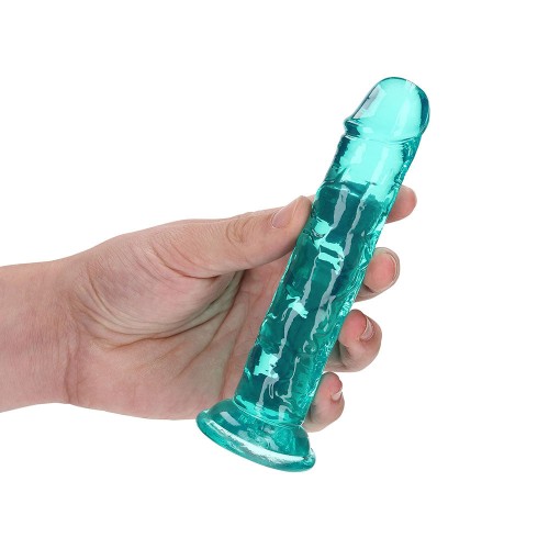 RealRock Crystal Clear 6 Inch Dildo Without Balls Turquoise