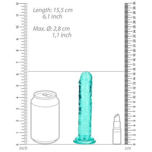 RealRock Crystal Clear 6 Inch Dildo Without Balls Turquoise