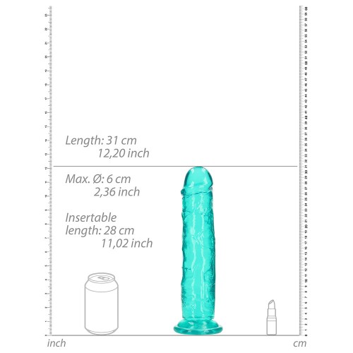 RealRock Crystal Clear 11 in. Straight Dildo Without Balls