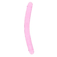 RealRock Crystal Clear Double Dong 13 in. Dual-Ended Dildo Pink