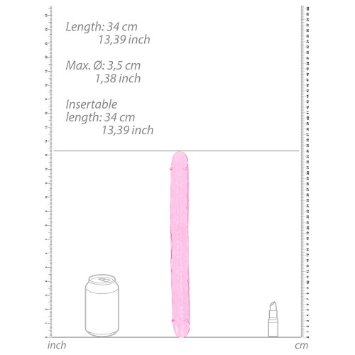 Dildo Doble RealRock Crystal Clear de 13 in Rosa