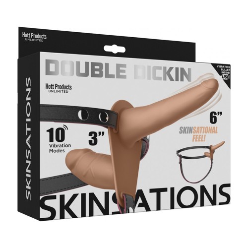 Skinsations Double Dickin Vibrating Strap-On - Vanilla