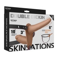 Skinsations Double Dickin Vibrating Strap-On - Vanilla