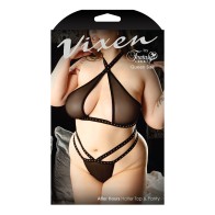 Conjunto Halter Top y Panty Vixen After Hours Negro Reina - Ropa Íntima Estilosa