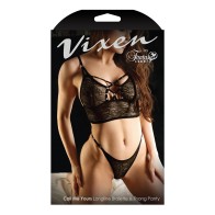 Vixen Call Me Yours Longline Bralette and Thong Panty Black L/XL