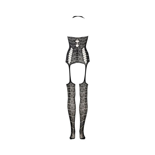 Le Desir Lace Suspender Bodystocking Black O/S