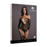 Le Desir Criss-Cross Bodystocking Black