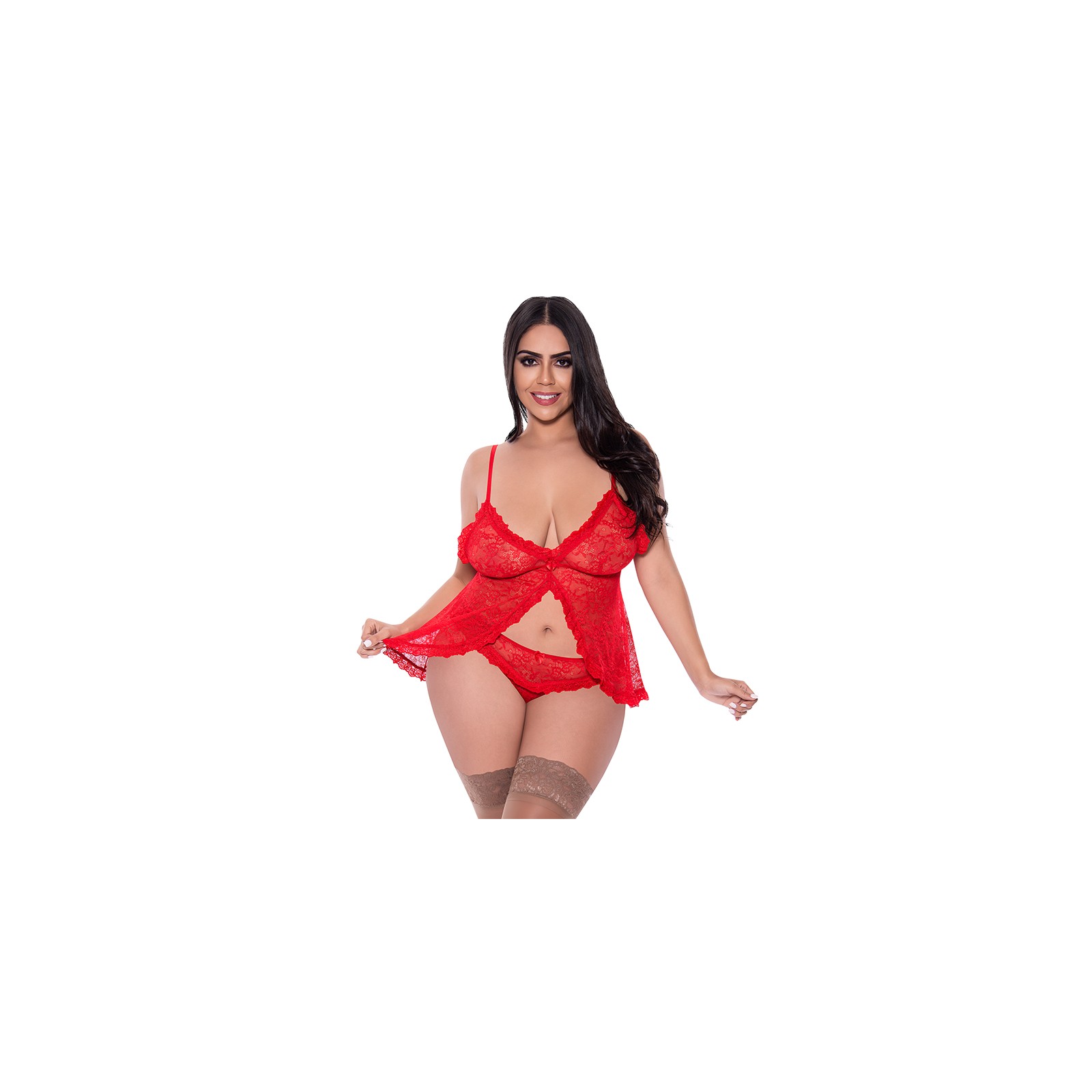 Conjunto Babydoll y Panty Crotchless Ooh La Lace de Magic Silk