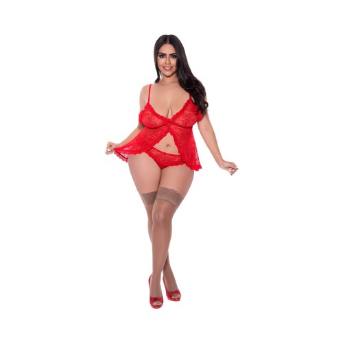 Conjunto Babydoll y Panty Crotchless Ooh La Lace de Magic Silk