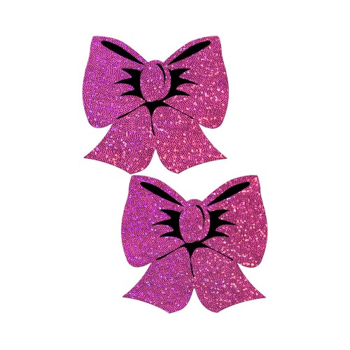 Hot Pink Glitter Bow Nipple Pasties for Daring Outfits