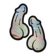 Pastease Penis Holographic Silver Dick Pasties