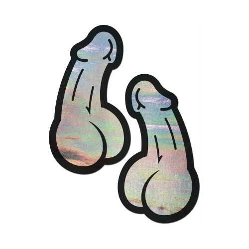 Pastease Penis Holographic Silver Dick Pasties