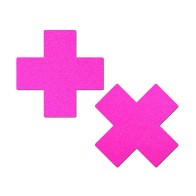 Pastease Plus X Neon Pink Cross Nipple Pasties