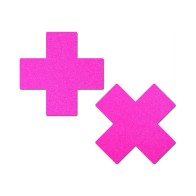 Pastease Plus X Neon Pink Cross Nipple Pasties