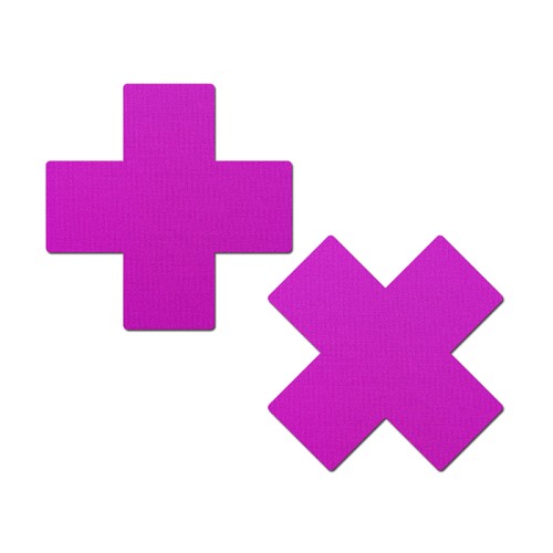 Pastease Plus X Neon Purple Cross Nipple Pasties