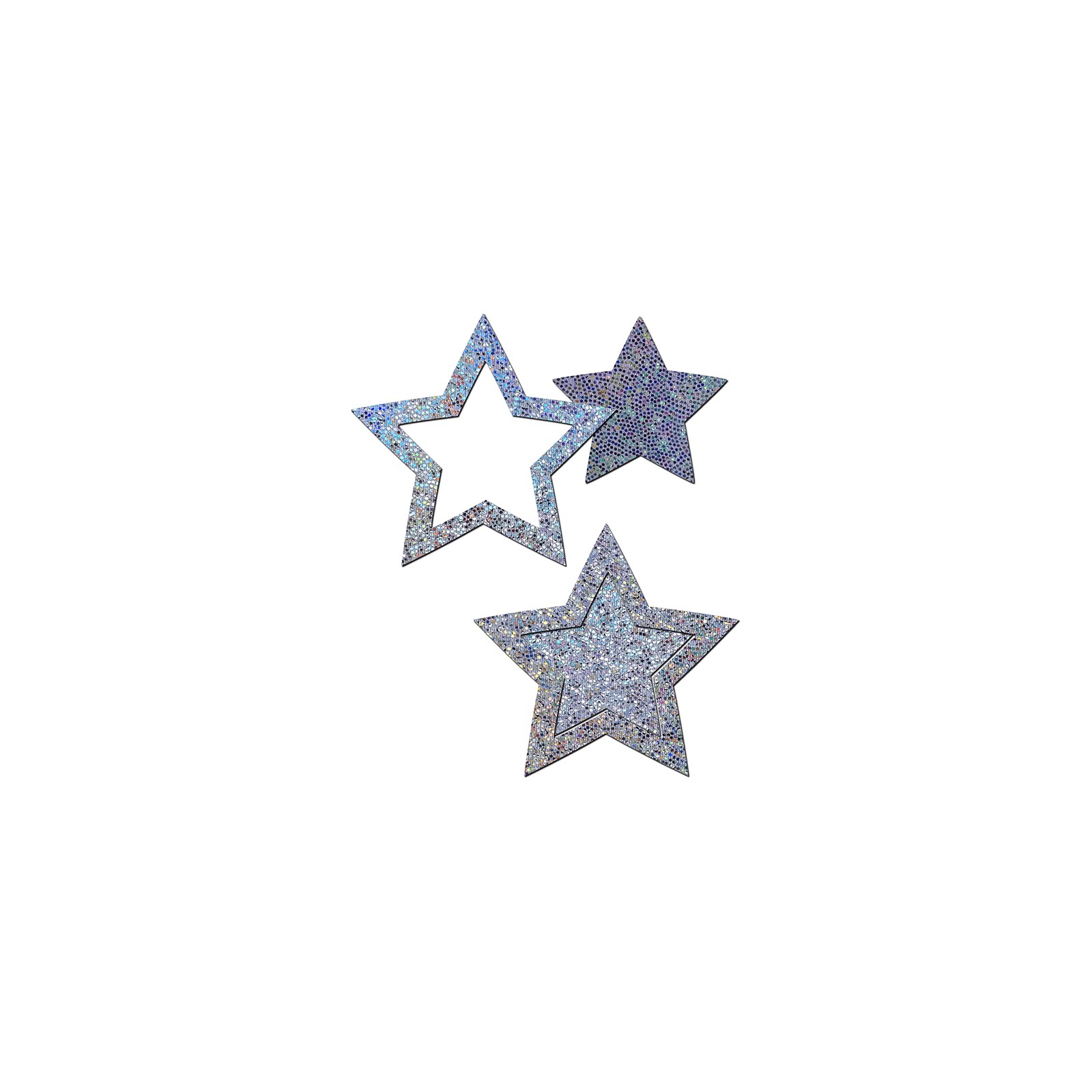 Pastease Peek-a-Boob Pasties de Estrella Glitter Plateada