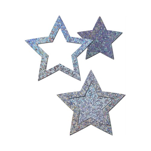 Pastease Peek-a-Boob Silver Glitter Star Nipple Pasties