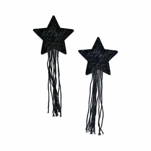 Pasties con Flecos Brillantes Estrella Negra