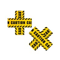 Pastease Crossed Caution Tape Nipple Pasties - Fun and Flirty