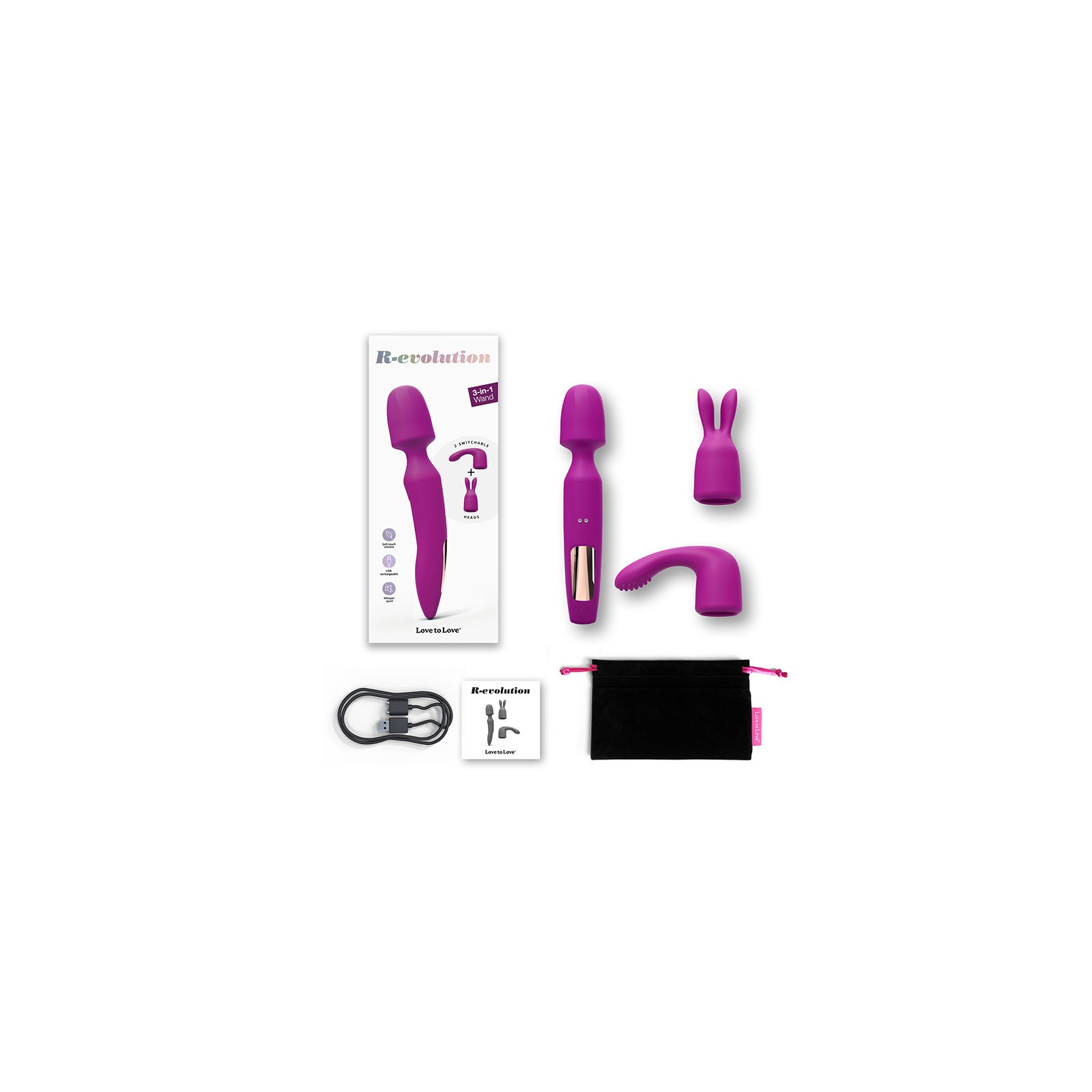 Love to Love R-evolution Vibrador de Varita Recargable 3 en 1 Orquídea Dulce