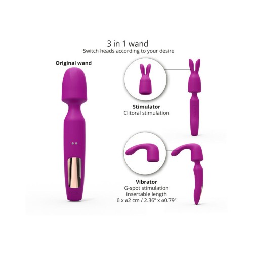 Love to Love R-evolution Vibrador de Varita Recargable 3 en 1 Orquídea Dulce