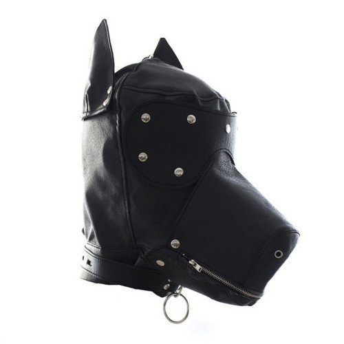 Locking Lace-Up Faux Leather Dog Hood