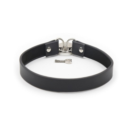 Ple'sur PVC Collar With Heart Lock & Key (Black)