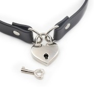 Ple'sur PVC Collar With Heart Lock & Key (Black)