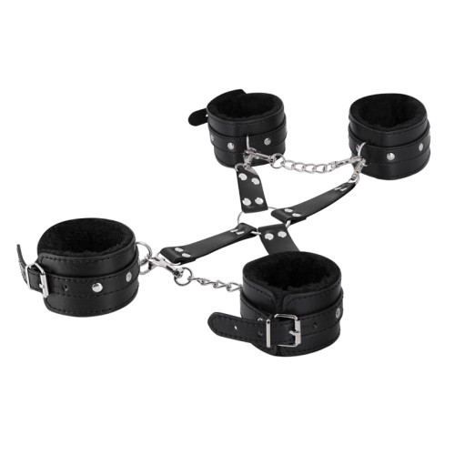 Male Power Leather Fuzzy Cuff Set