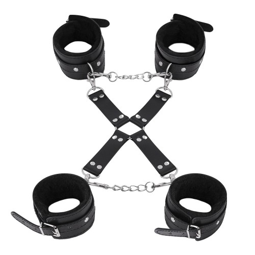 Male Power Leather Fuzzy Cuff Set