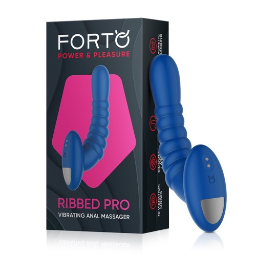 Forto Masajeador Anal Vibrante Azul Ribbed Pro - Estimulación Suprema