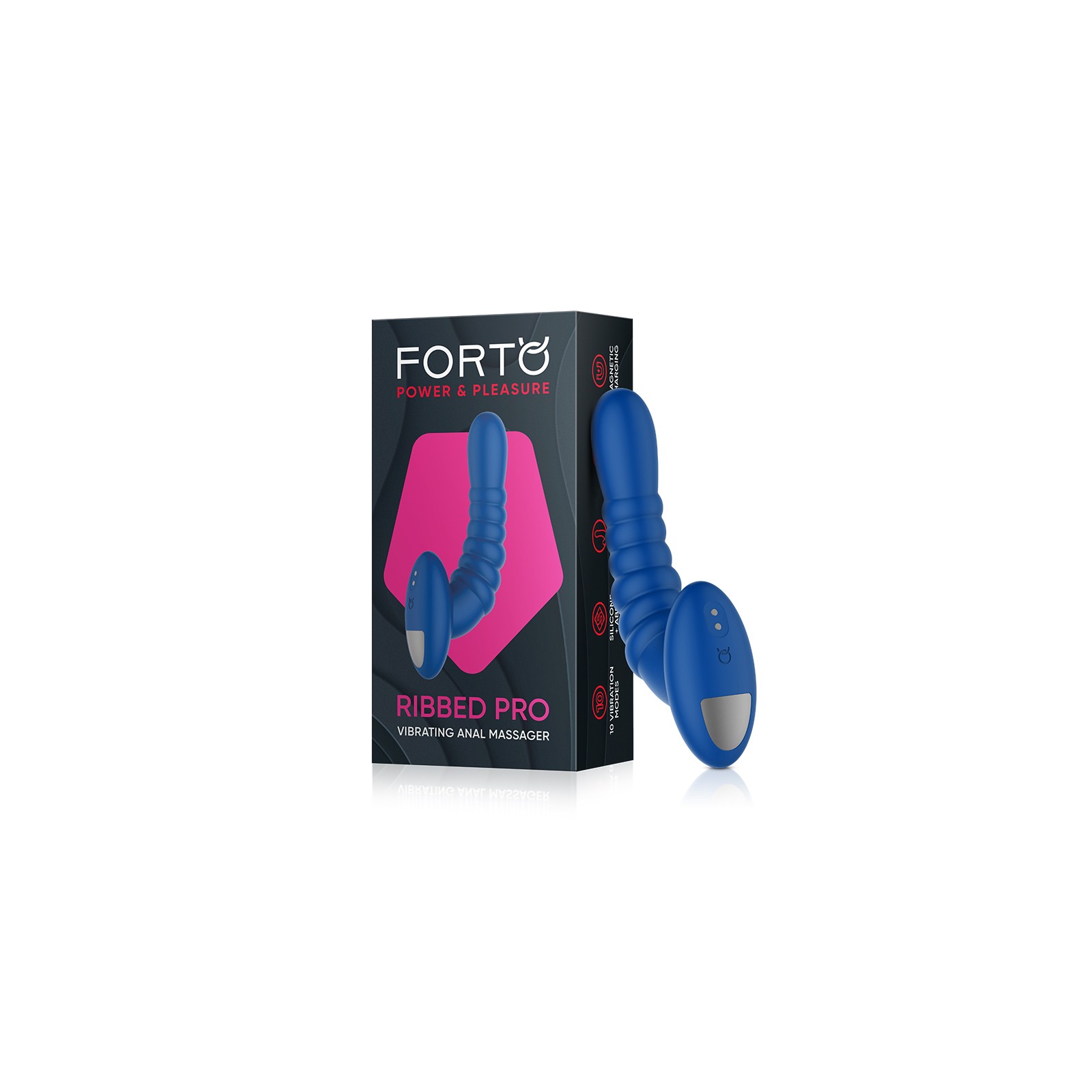 Forto Blue Ribbed Pro Vibrating Anal Massager - Ultimate Stimulation